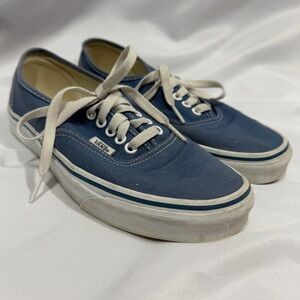 Vans | Blue Sneakers Lace Up White Canvas Women's Size 8.5